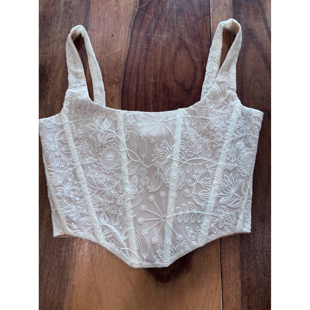 WITH JÉAN cindy corset women xxs dahlia floral lace embroidered bustier top